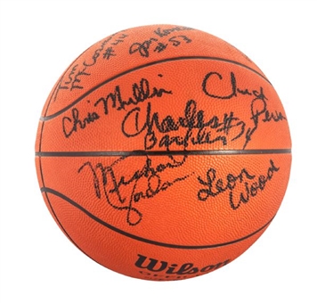 1984 United States Olympic Team Signed Basketball with Jordan and Barkley   